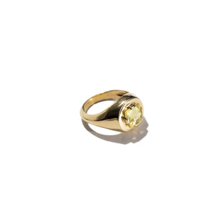 LA DUCHESSE CITRON - 14 karat gold plated sterling silver & lemon Quartz ring