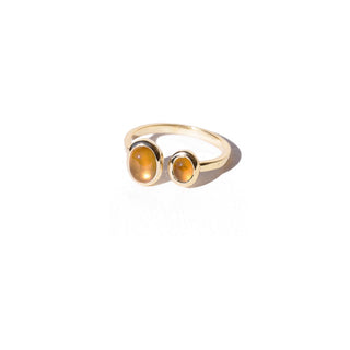 DUO MIEL - 14 karat gold plated sterling silver & Honey Quartz ring