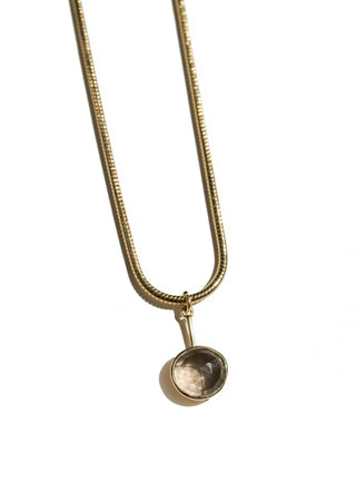 LIQUEUR - 14 karat gold plated sterling silver & Mocha Quartz necklace